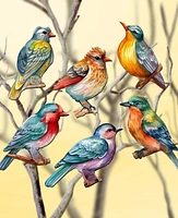 Designocracy Holiday Wooden Clip-On Ornaments Forest Birds Set of 6 G. DeBrekht