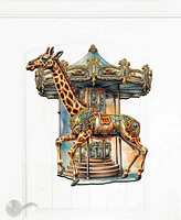 Designocracy Carousel Giraffe Christmas Wooden Door Decor Wall Decor G. DeBrekht