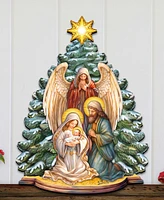 Designocracy Holy Family Nativity Christmas Wooden Door Decor Wall Decor G. DeBrekht