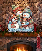 Designocracy Snowman's Family Christmas Wooden Wall Decor Door Decor G. DeBrekht