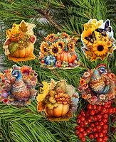 Designocracy Holiday Wooden Clip-On Ornaments Happy Thanksgiving Set of 6 G. DeBrekht