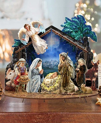 Designocracy Nativity with Angel Village 7" Christmas Nativity Table Decoration G. DeBrekht