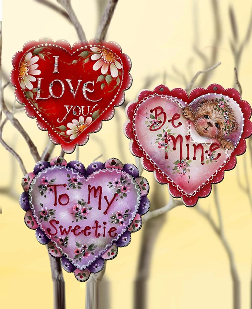 Designocracy Holiday Wooden Clip-On Ornaments Heart of Love Set of 6 J. Mills-Price