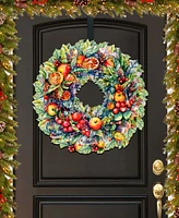 Designocracy Holiday Wooden Door Decor Wall Decor Summer Harvest Fruit Wreath G. DeBrekht