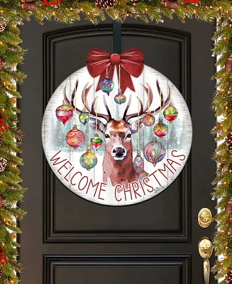 Designocracy Welcome Christmas Wooden Door Decor Welcome Sign Hanging Decoration G. DeBrekht