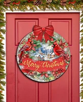 Designocracy Merry Christmas Wooden Door Decor Welcome Sign Hanging Decoration G. DeBrekht
