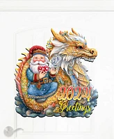 Designocracy Santa with Dragon Christmas Wooden Door Decor Wall Decor G. DeBrekht