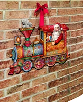 Designocracy Santa's Train Holiday Christmas Wooden Door Hanger Door Decor G. DeBrekht