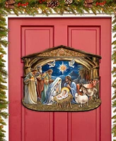 Designocracy The Birth of Jesus Nativity Scene Christmas Wooden Door Hanger Door Decor G. DeBrekht