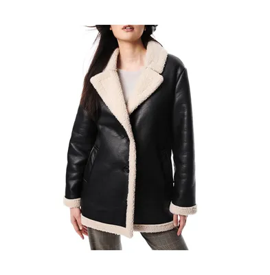 Women's Sherpa Lined Faux Leather Jacket