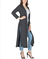 24seven Comfort Apparel Women's Long Duster Open Front Knit Cardigan Jacket