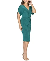 24seven Comfort Apparel Women's Short Sleeve V-neck Twist Front Dress