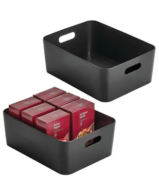 mDesign Metal Kitchen Storage Container Bin, Handles