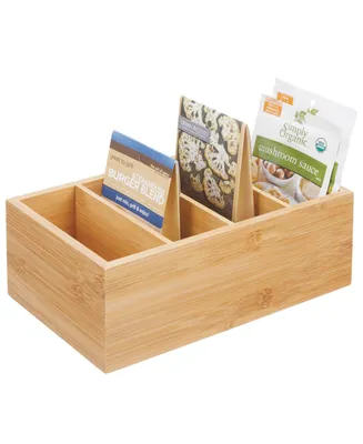 mDesign Bamboo Wood Food Storage Organizer Bin Box with 4 Sections