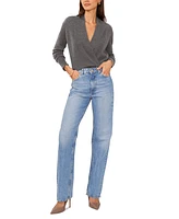1.state Women's Surplice V-Neck Faux-Wrap Sweater