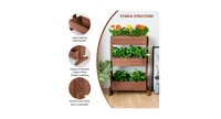 3-Tier Raised Garden Bed with Detachable Ladder and Adjustable Shelf