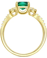 Lab-Grown Emerald (1 ct. t.w.) & Lab-Grown White Sapphire (1/4 ct. t.w.) Ring in 14k Gold-Plated Sterling Silver