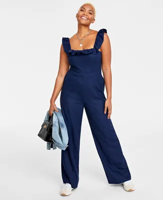 On 34th Women's Ruffle-Square-Neck Sleeveless Jumpsuit, Created for Macy's
