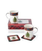 Spode Tartan Mug and Tin with Ornament Set