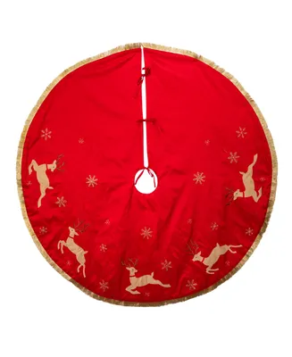 Kurt Adler 54" Patchwork Reindeer Running Tree Skirt