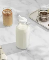 JoyJolt Glass Milk Bottles with Lids 32 oz