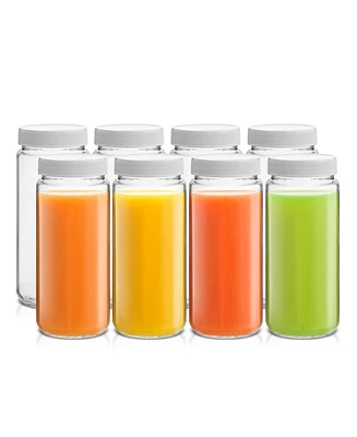 JoyJolt Glass Canning Juice Bottles with Lids, Set of 8