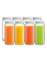 JoyJolt Glass Canning Juice Bottles with Lids, Set of 8