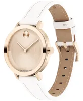 Movado Women's Bold Evolution 2.0 Swiss Quartz Off White Leather Watch 34mm