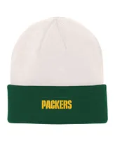 Big Boys and Girls Cream, Green Green Bay Packers Bone Cuffed Knit Hat