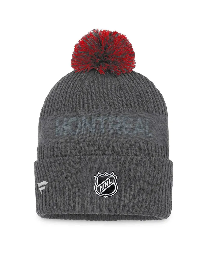 Men's Fanatics Charcoal Montreal Canadiens Authentic Pro Home Ice Cuffed Knit Hat with Pom