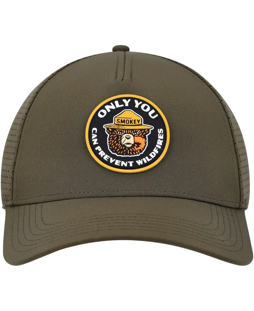 Men's American Needle Olive Smokey the Bear Super Tech Valin Trucker Snapback Hat