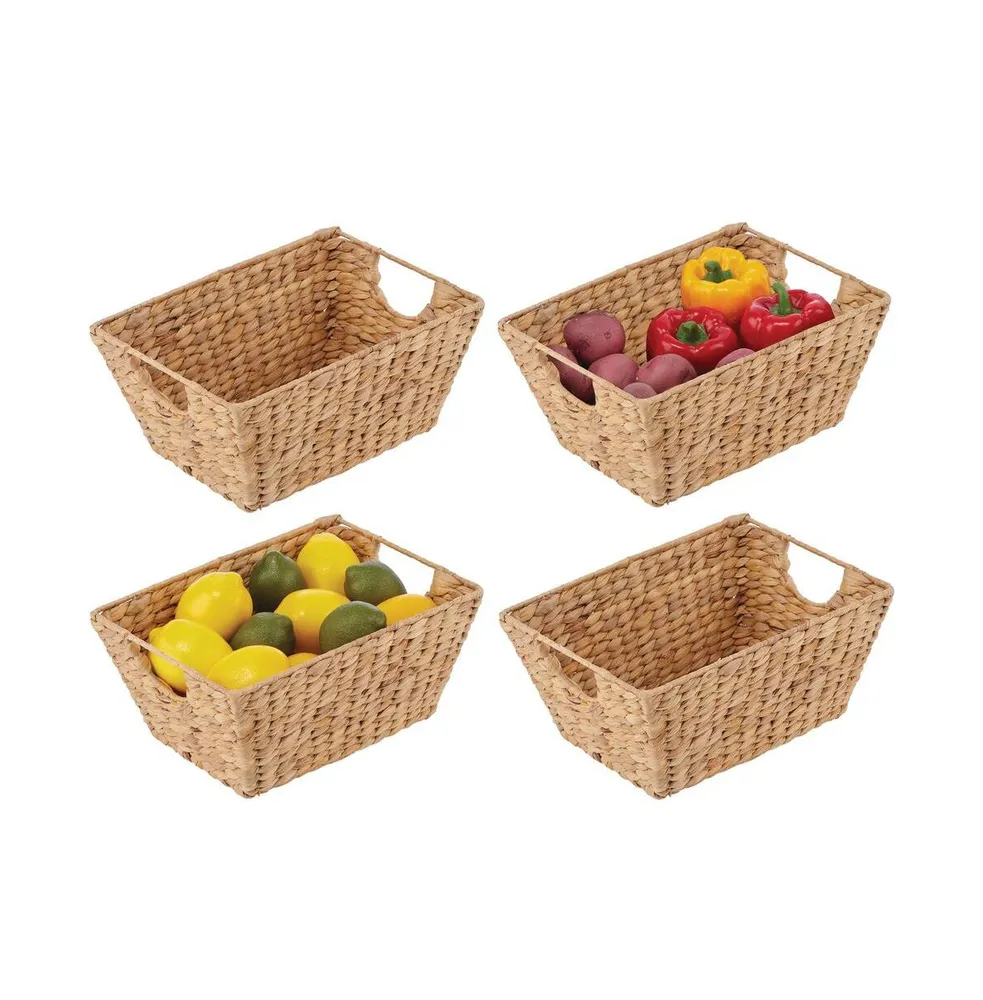 mDesign Woven Hyacinth Nesting Kitchen Storage Basket Bins, 4 Pack - Natural