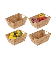 mDesign Woven Hyacinth Nesting Kitchen Storage Basket Bins, 4 Pack - Natural