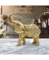 Fc Design 6.25"W Gold Thai Elephant with Trunk Up Statue Feng Shui Decoration Religious Figurine Home Decor Perfect Gift for House Warming, Holidays a