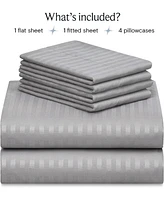 6PC Striped Silky Soft Cooling Deep Pocket Performance Sheet Set 
