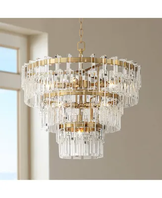 Donegan Burnished Brass Crystal Chandelier 23 1/2" Wide Luxury Tiered 8