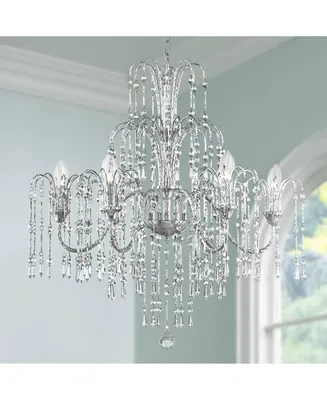 Vienna Full Spectrum Crystal Rain Chrome Silver Chandelier Lighting 29" Wide Country Clear Crystal Curved Arm 6