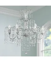 Vienna Full Spectrum Crystal Rain Chrome Silver Chandelier Lighting 29" Wide Country Clear Crystal Curved Arm 6-Light Fixture Dining Room House Foyer