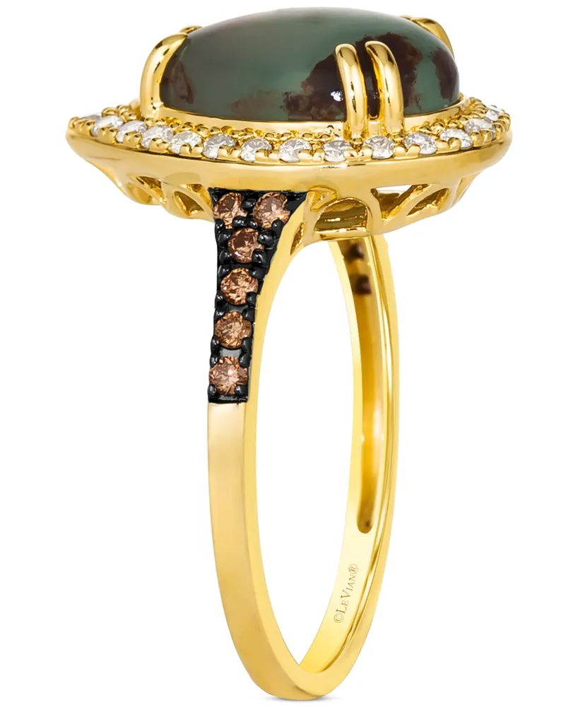 Le Vian Peacock Aquaprase (2-1/3 ct. t.w.) & Diamond (1/3 ct. t.w.) Pear Halo Ring in 14k Gold