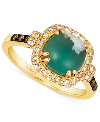 Le Vian Peacock Aquaprase (1-7/8 ct. t.w.) & Diamond (1/3 ct. t.w.) Cushion Halo Ring in 14k Gold