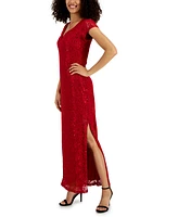 Connected Women's Sequined-Lace Maxi Dress