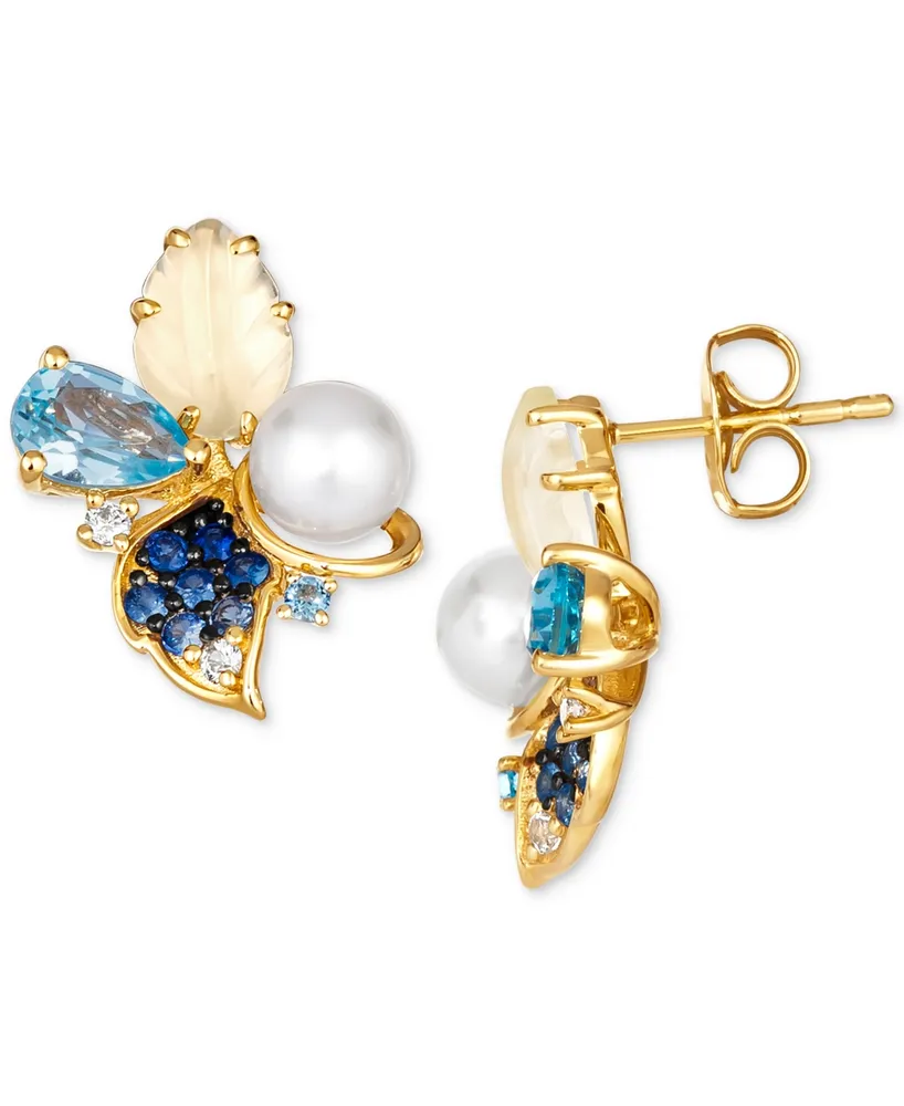 Le Vian Ombre Multi-Gemstone (2-1/5 ct. t.w.), Vanilla Pearl (5mm), & Vanilla Diamond Accent Cluster Stud Earrings