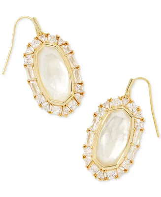 Kendra Scott 14k Gold-Plated Crystal-Framed Mother-of-Pearl Drop Earrings