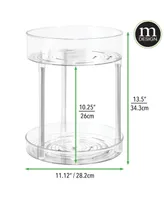 mDesign 11" Spinning 2-Tier Lazy Susan Turntable Storage Tower - Clear/Silver