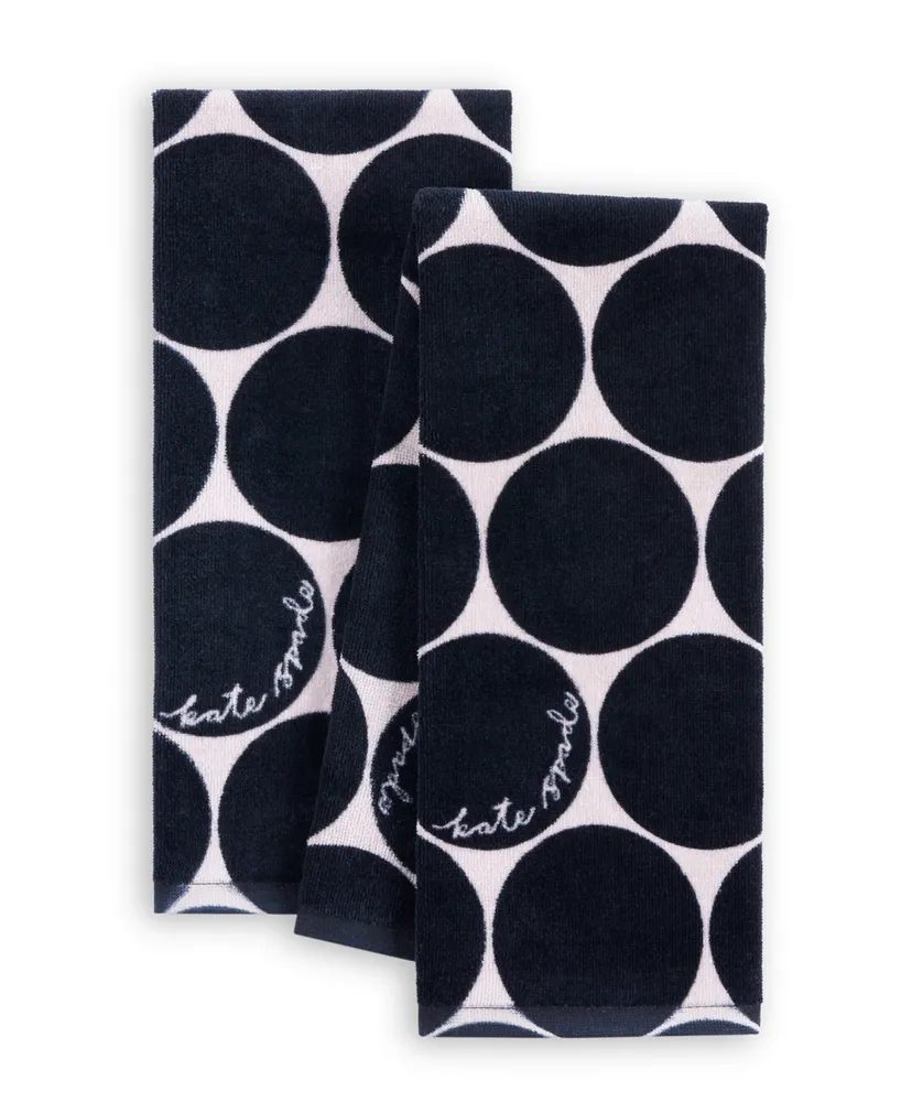 Kate Spade New York Botanical Stripe Kitchen Towels 4-Pack Set, Absorbent 100% Cotton, Black/Beige, 17X28