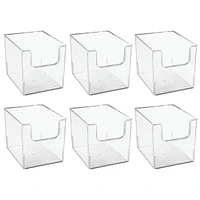 mDesign Kitchen Plastic Storage Organizer Bin with Open Front - 6 Pack - Clear, Usa Made