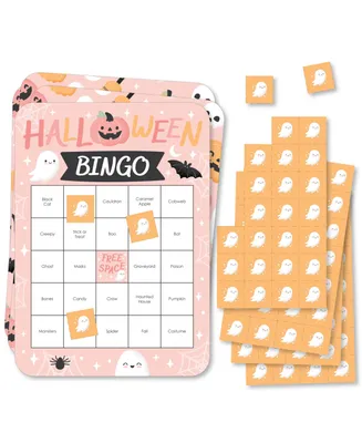 Pastel Halloween Bingo Cards and Markers Pink Pumpkin Party Bingo Game Set of 18