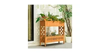 2-Tier Raised Garden Bed Elevated Wood Planter Box for Vegetable Flower Herb