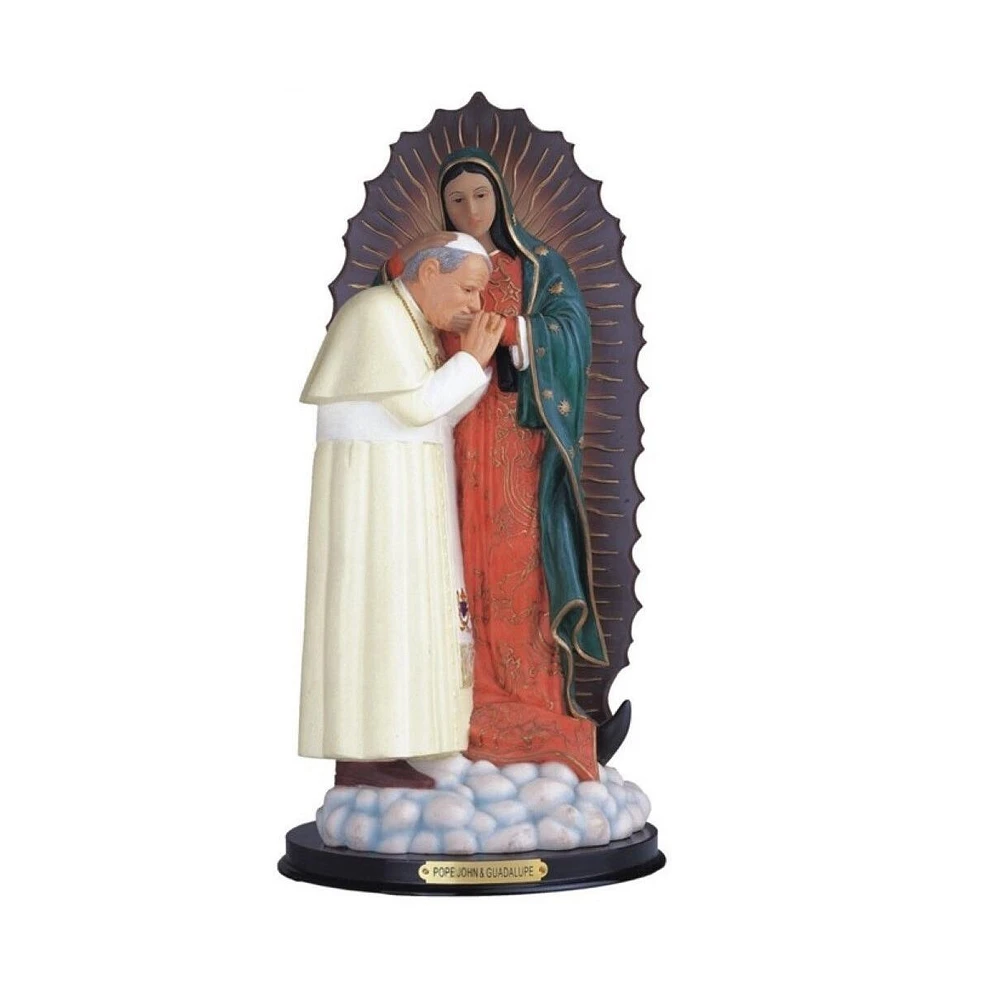 Fc Design 12"H John Paul Ii with Our Lady of Guadalupe Holy Figurine Religious Decoration Home Decor Perfect Gift for House Warming, Holidays and Birt