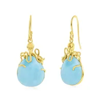 Sterling Silver Pear-Shaped Larimar Octopus Earrings